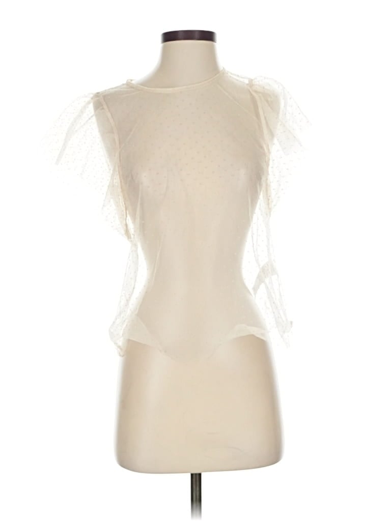 Pre-owned Banana Republic Factory Store Short Sleeve Blouse In White