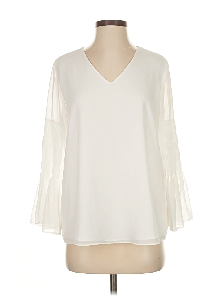 Pre-owned Calvin Klein 3/4 Sleeve Blouse In White