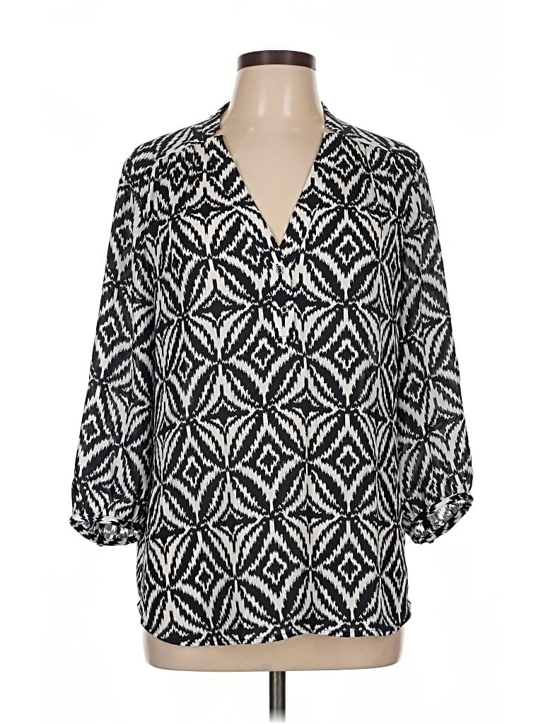 Pre-owned Banana Republic 3/4 Sleeve Blouse In Black