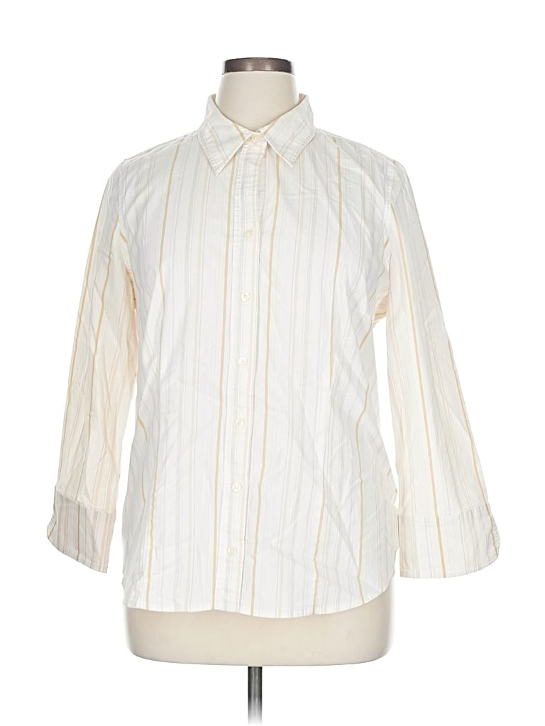 Pre-owned Merona 3/4 Sleeve Button Down Shirt In White