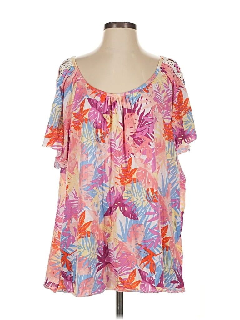 Pre-owned New York Laundry Short Sleeve Blouse In Pink