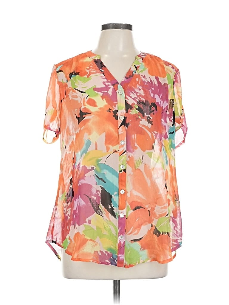 Pre-owned Sara Michelle Short Sleeve Blouse In Orange