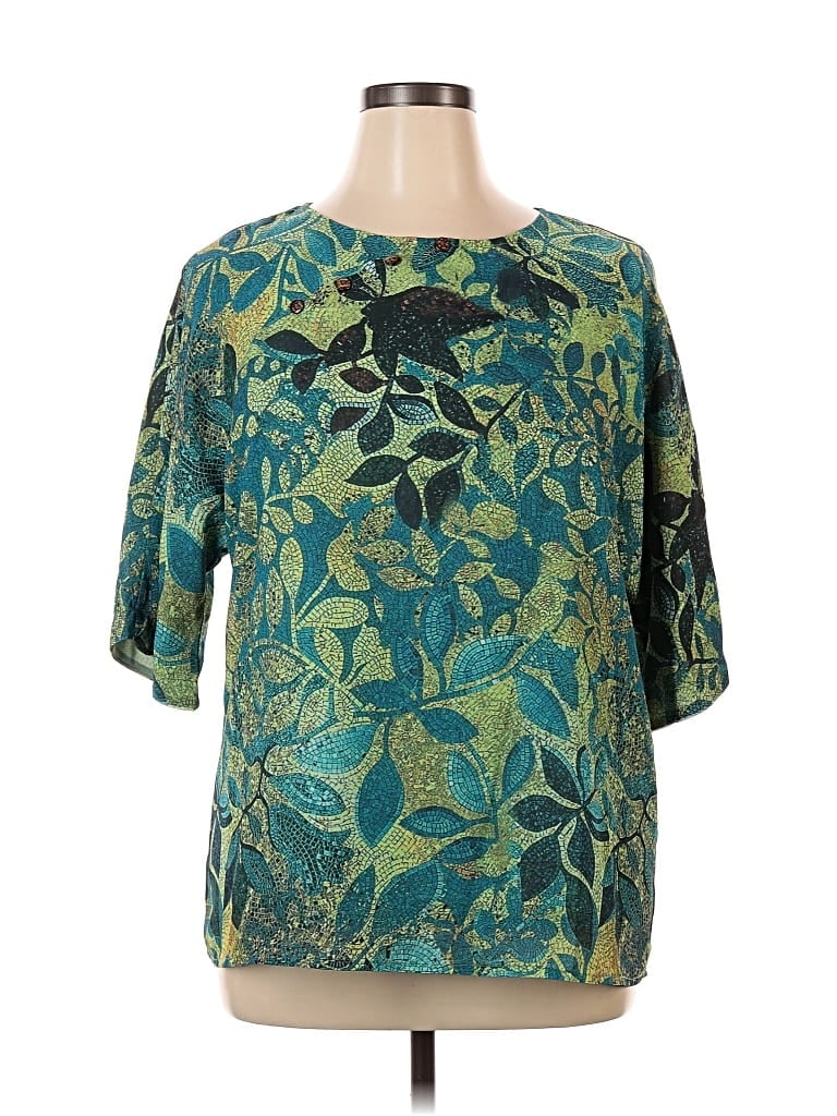 Pre-owned Unbranded 3/4 Sleeve Blouse In Green