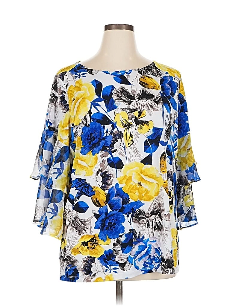 Pre-owned Susan Graver 3/4 Sleeve Blouse In Yellow