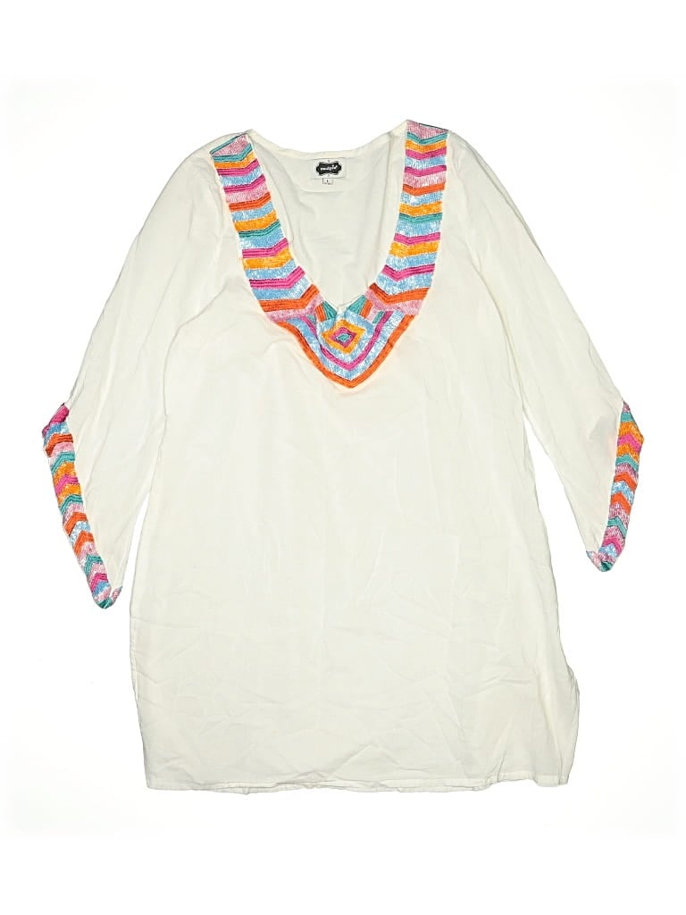 Pre-owned Mud Pie Kids' Swimsuit Cover Up In White