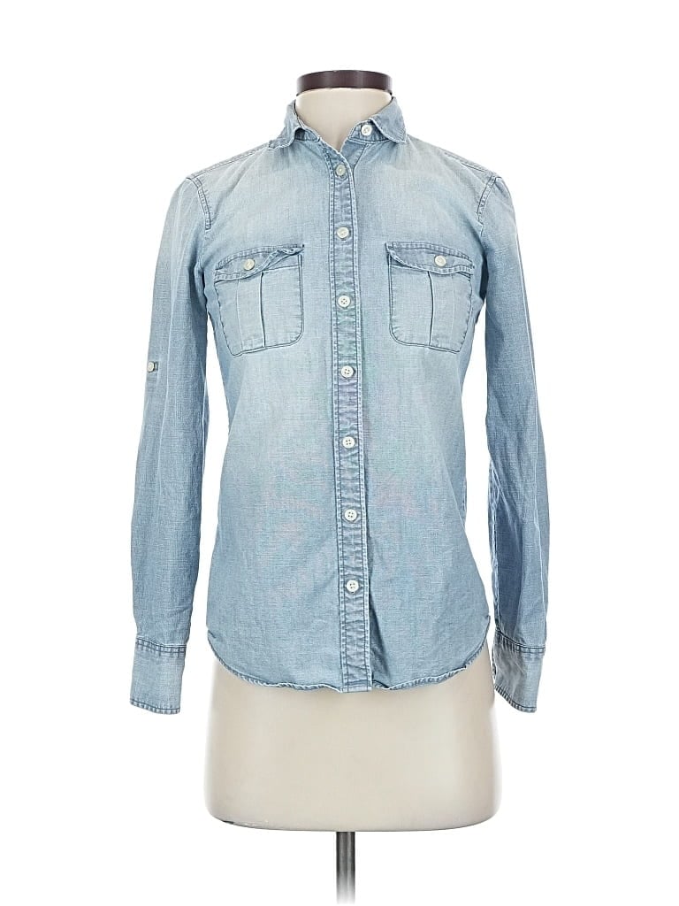 Pre-owned J.crew Factory Store Long Sleeve Button Down Shirt In Blue