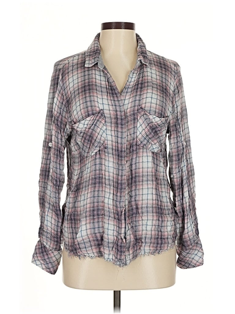 Pre-owned Bella Dahl Long Sleeve Button Down Shirt In Gray