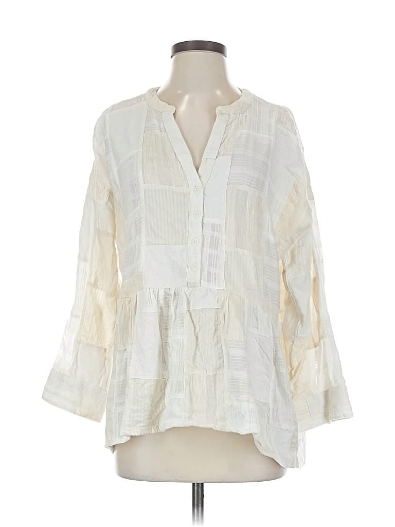 Pre-owned Maeve By Anthropologie 3/4 Sleeve Blouse In White