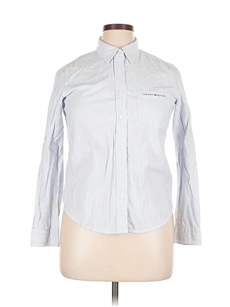 Pre-owned Tommy Hilfiger Long Sleeve Button Down Shirt In Blue