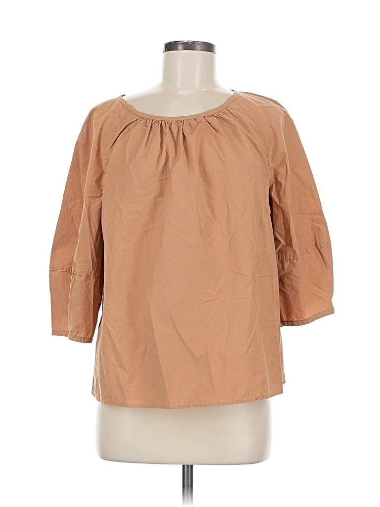 Pre-owned Everlane 3/4 Sleeve Blouse In Brown
