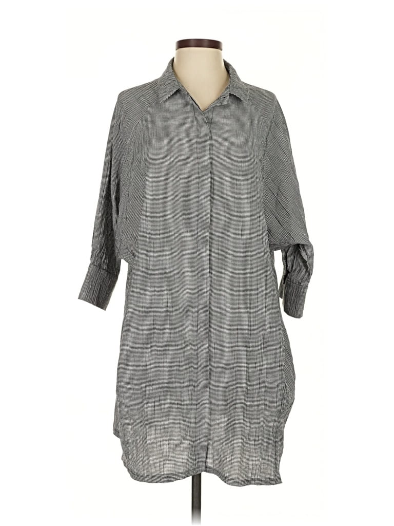 Pre-owned Gershon Bram 3/4 Sleeve Button Down Shirt In Gray