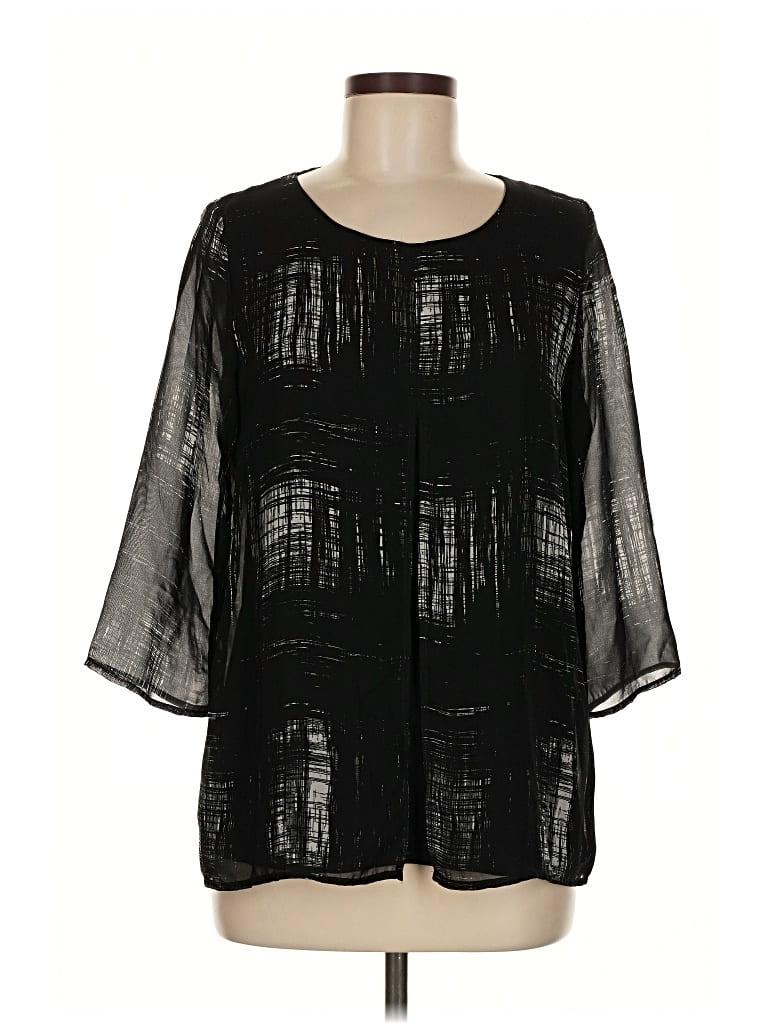 Pre-owned Ronen Chen 3/4 Sleeve Blouse In Black