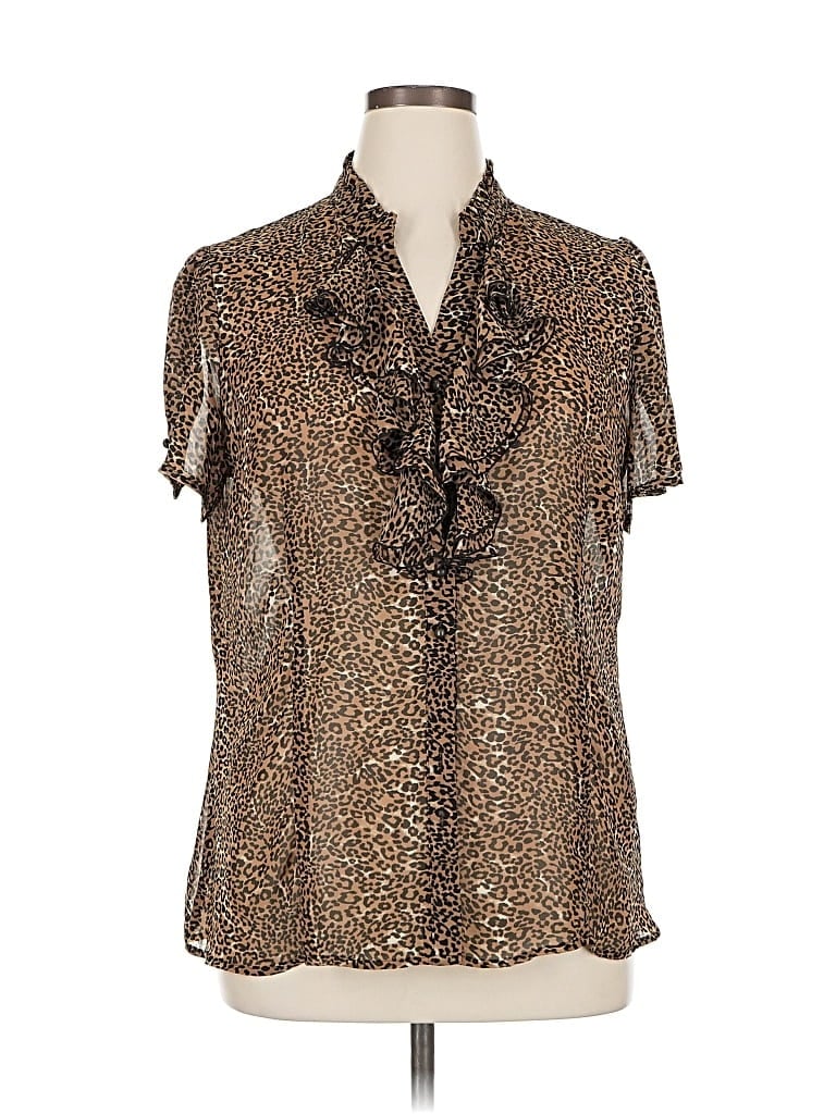 Pre-owned Worthington Short Sleeve Blouse In Brown
