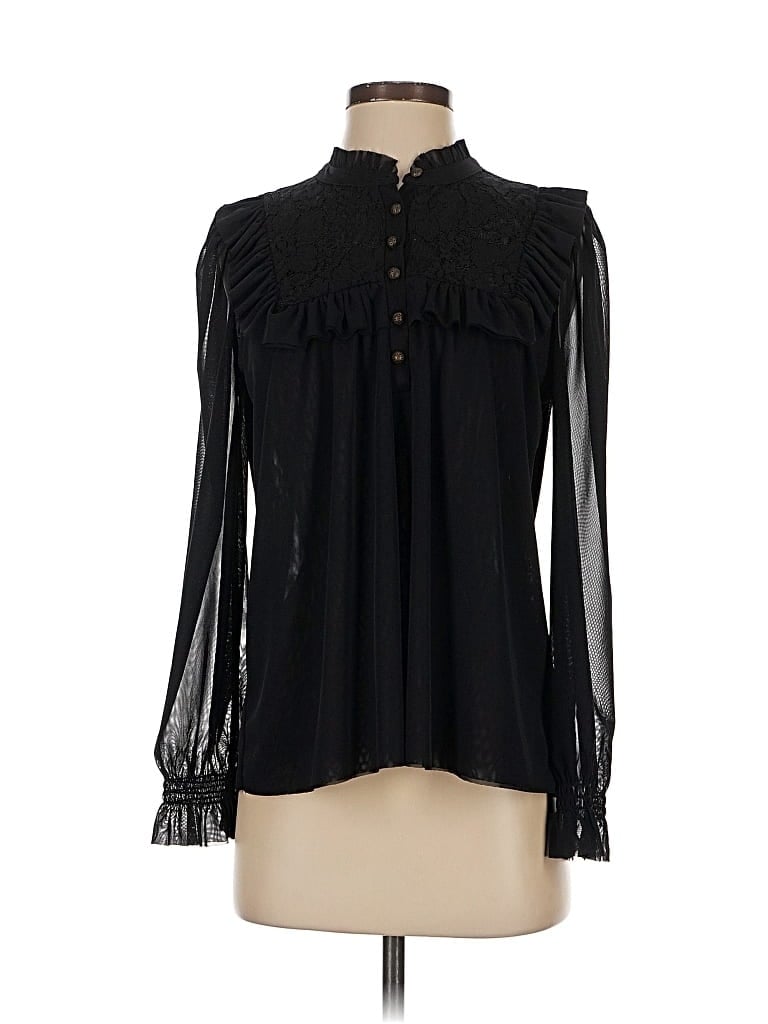 Pre-owned By Anthropologie Long Sleeve Blouse In Black