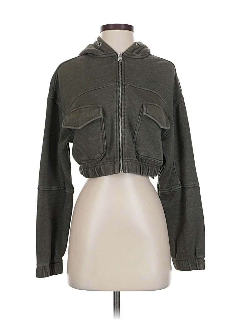 Pre-owned Urban Outfitters Zip Up Hoodie In Green