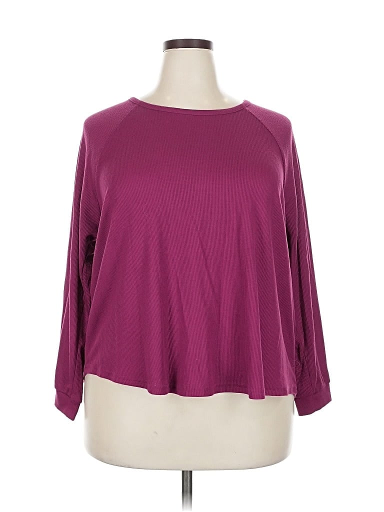 Pre-owned Muk Luks 3/4 Sleeve T-shirt In Burgundy