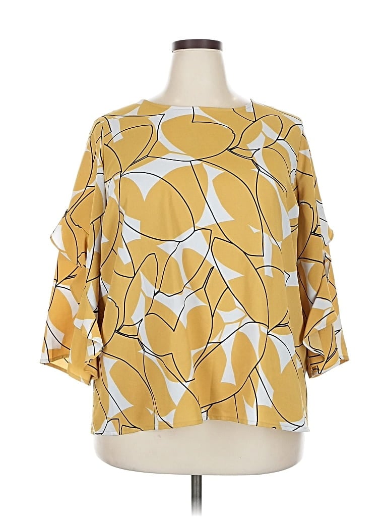 Pre-owned Alfani 3/4 Sleeve Blouse In Yellow