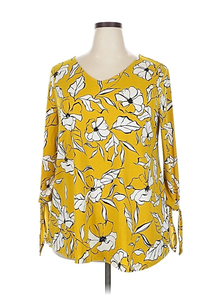 Pre-owned Alfani 3/4 Sleeve Blouse In Yellow