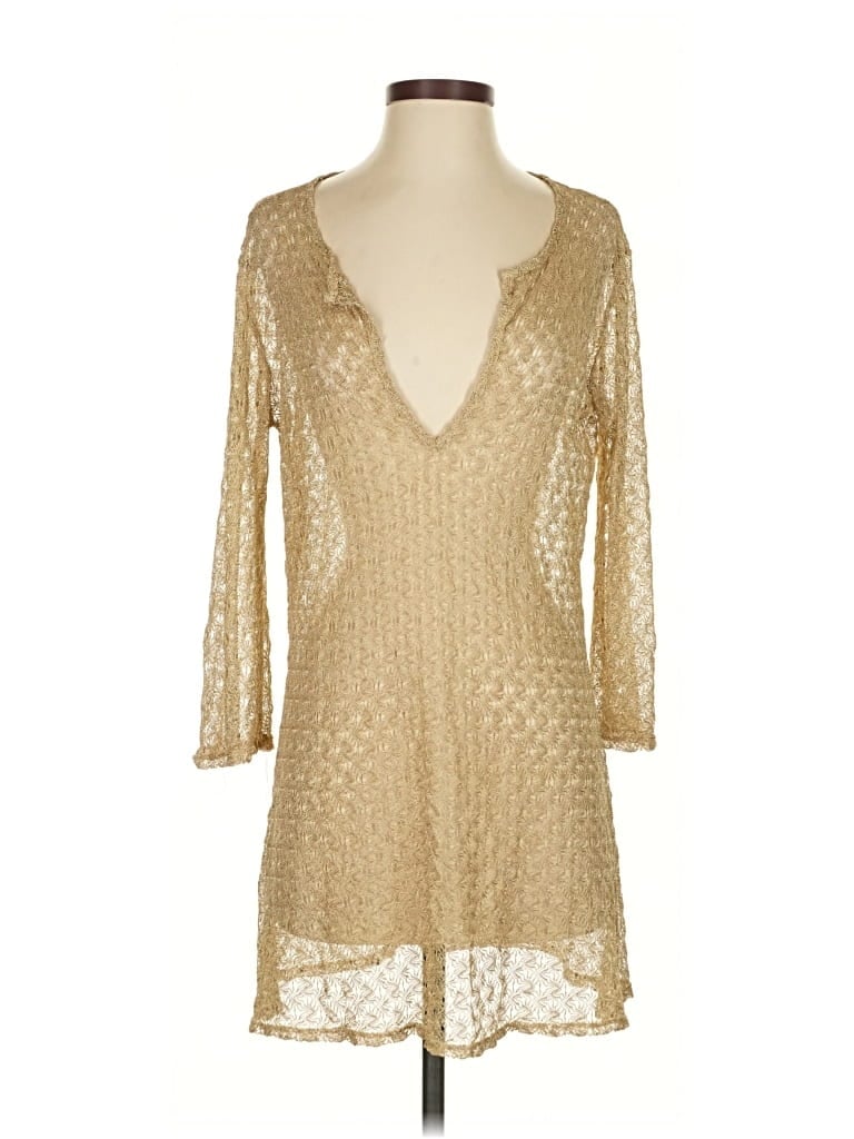 Pre-owned Elif For Jordan Taylor 3/4 Sleeve Blouse In Gold