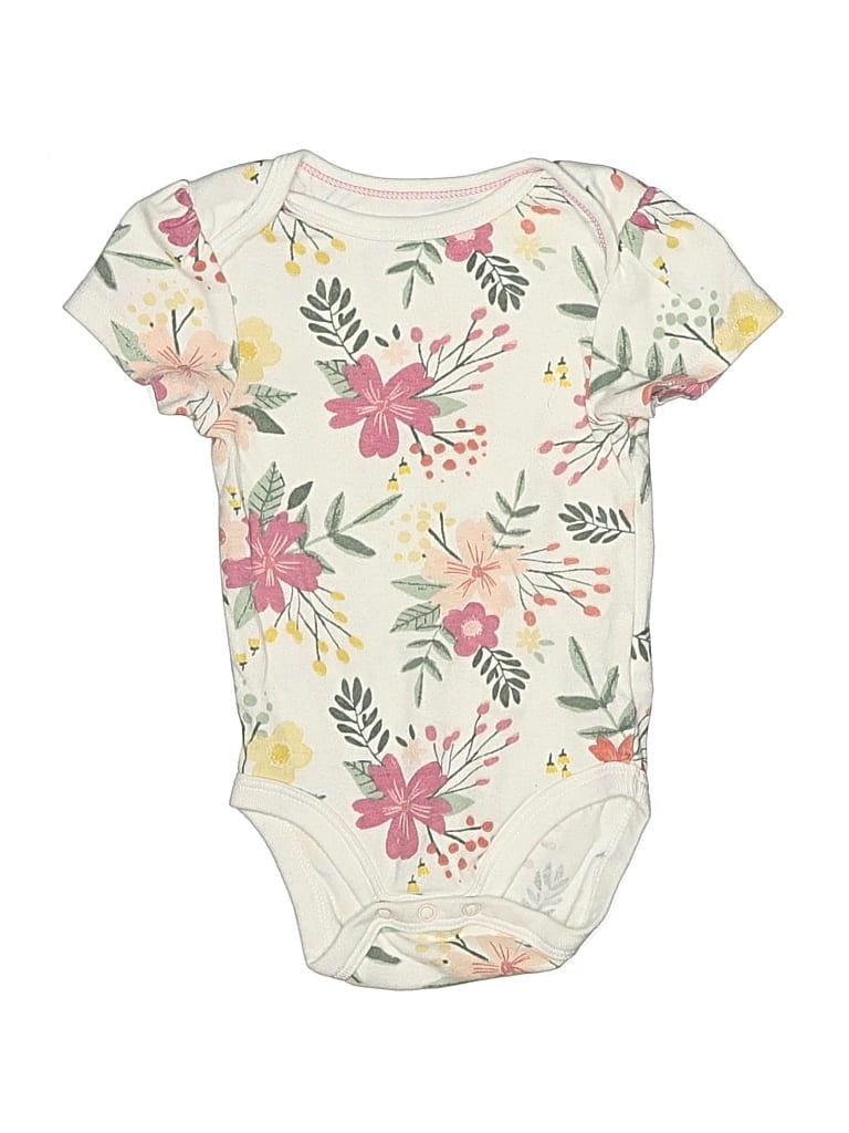 Pre-owned Cloud Island Babies' Short Sleeve Onesie In White