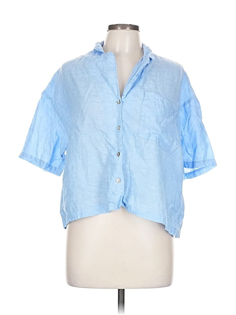 Pre-owned Assorted Brands 3/4 Sleeve Button Down Shirt In Blue