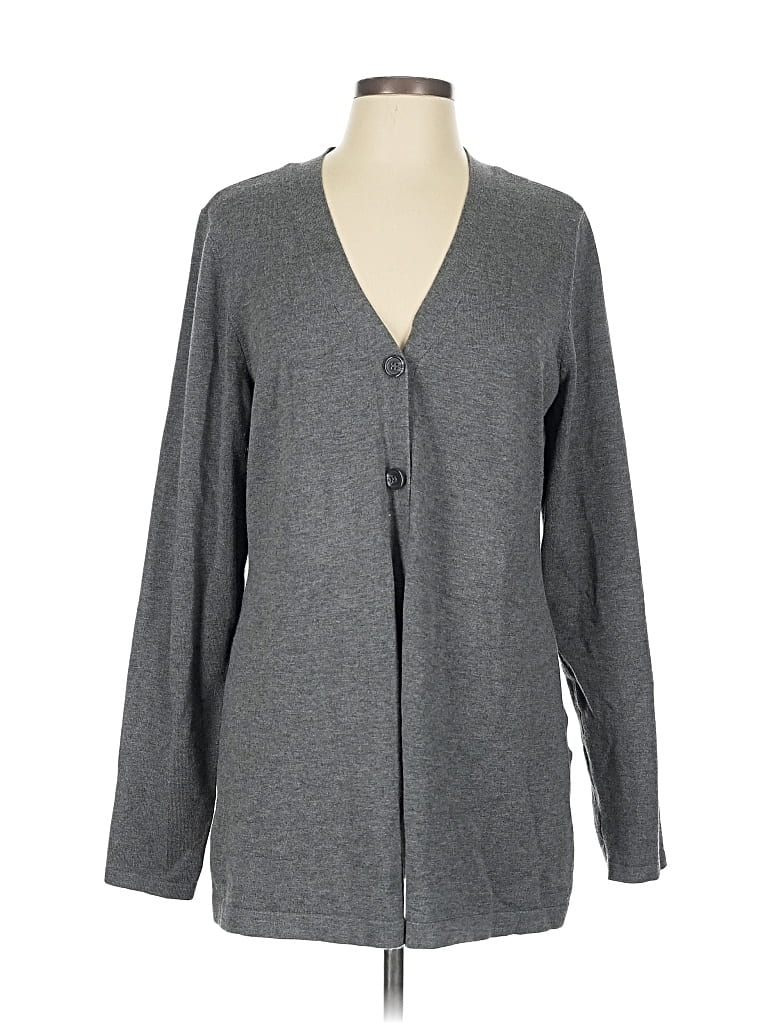 Pre-owned Karen Scott Cardigan Sweater In Gray