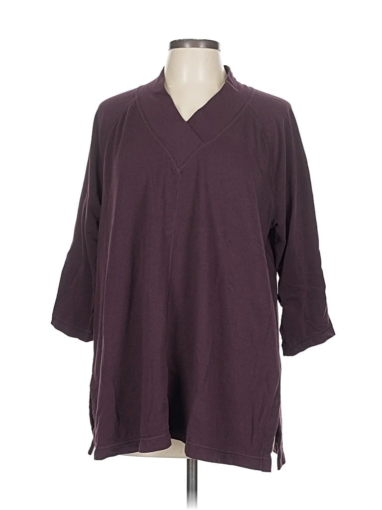 Pre-owned Purejill 3/4 Sleeve T-shirt In Burgundy