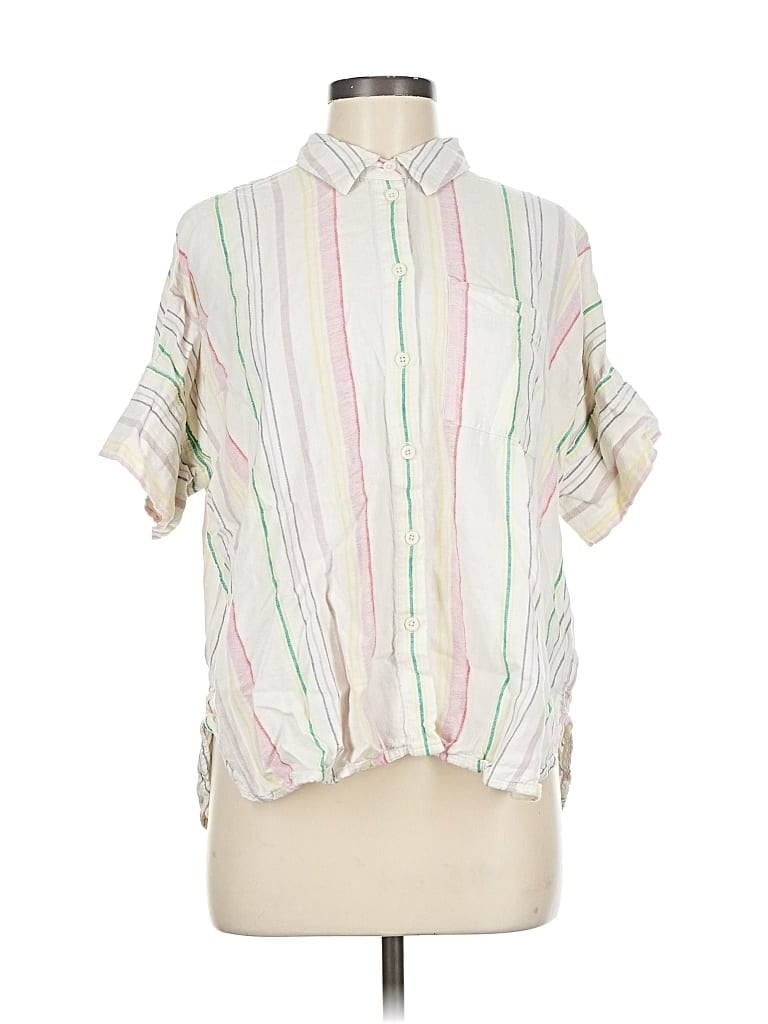 Pre-owned Madewell Short Sleeve Blouse In White