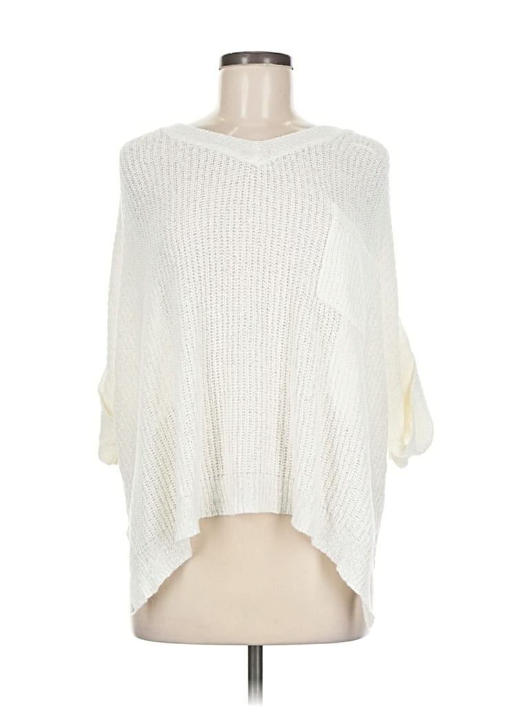 Pre-owned Pink Lily Poncho In White