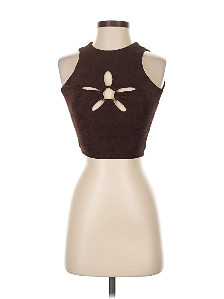 Pre-owned Bailey Rose Sleeveless Top Brown Halter Neckline Tops