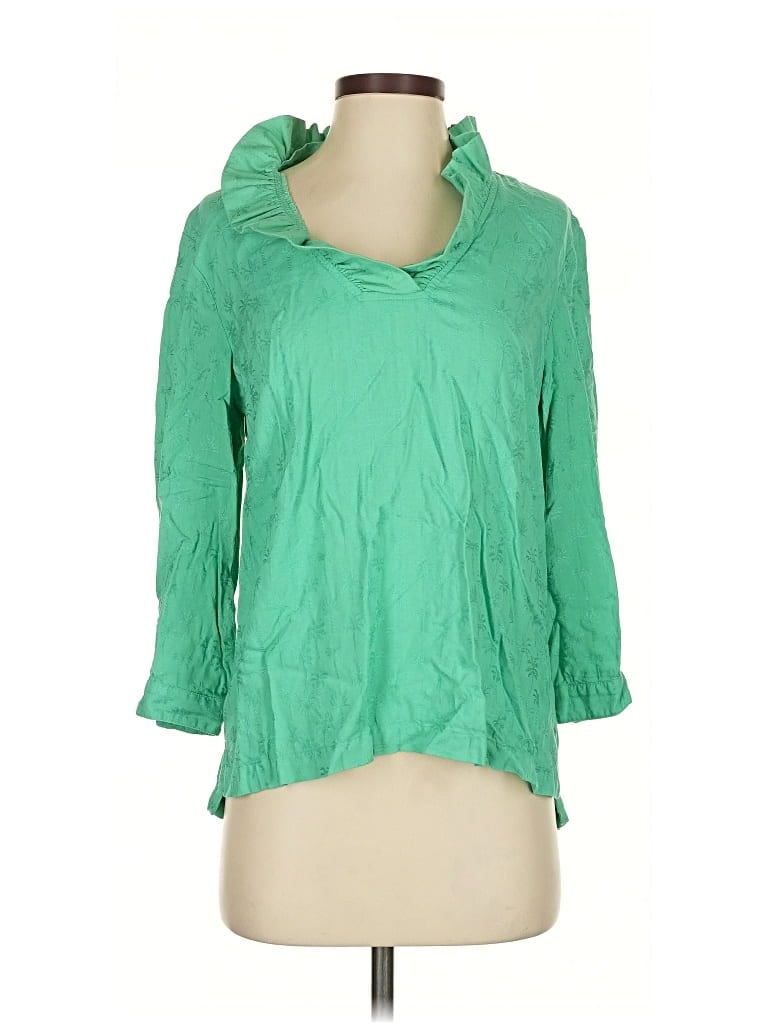 Pre-owned Crown & Ivy 3/4 Sleeve Blouse In Green