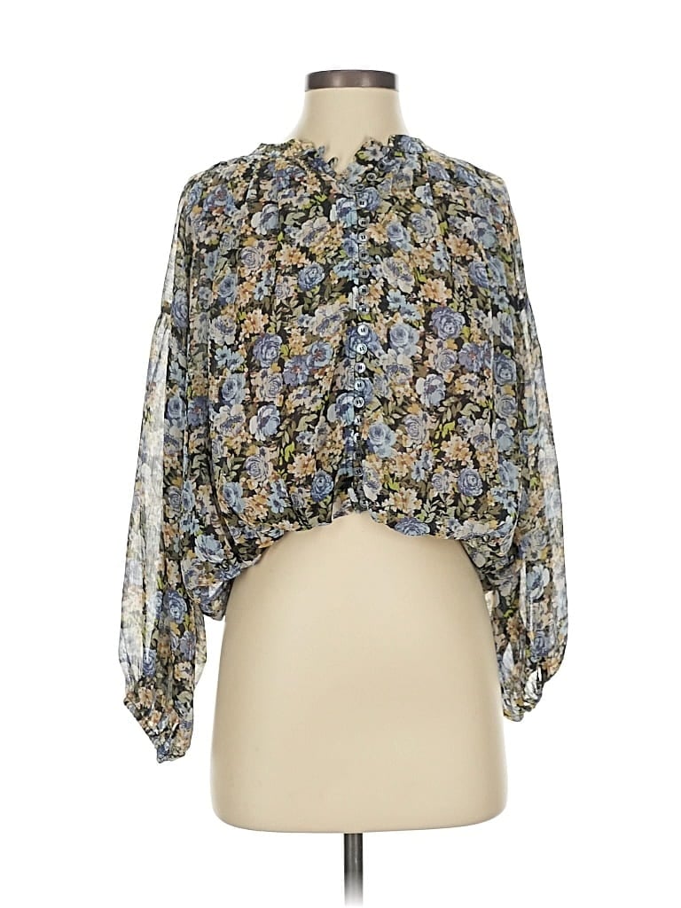 Pre-owned Dress Forum 3/4 Sleeve Blouse In Blue