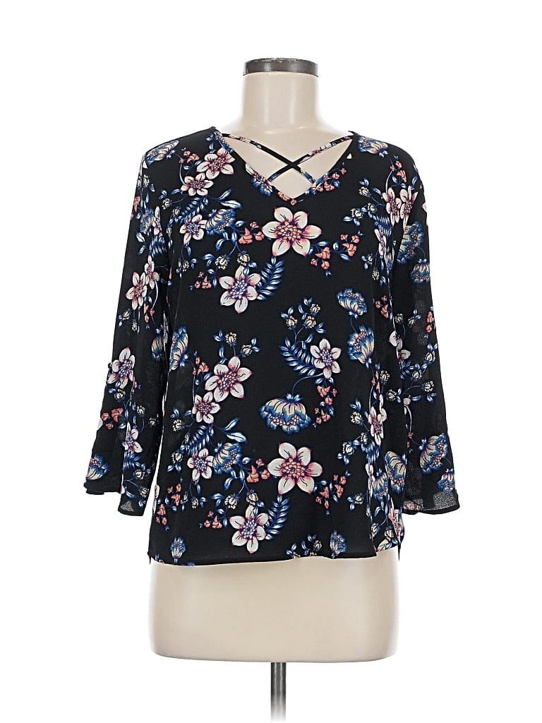 Pre-owned Unbranded 3/4 Sleeve Blouse In Black