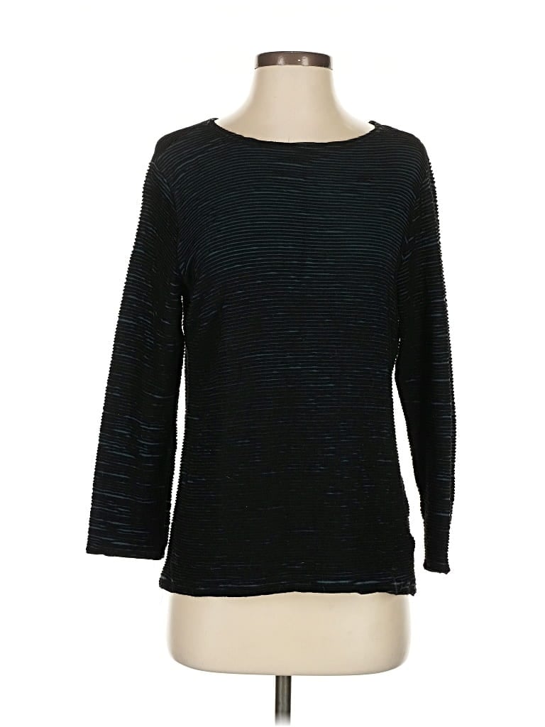Pre-owned Cut.loose 3/4 Sleeve Top Black Boatneck Tops