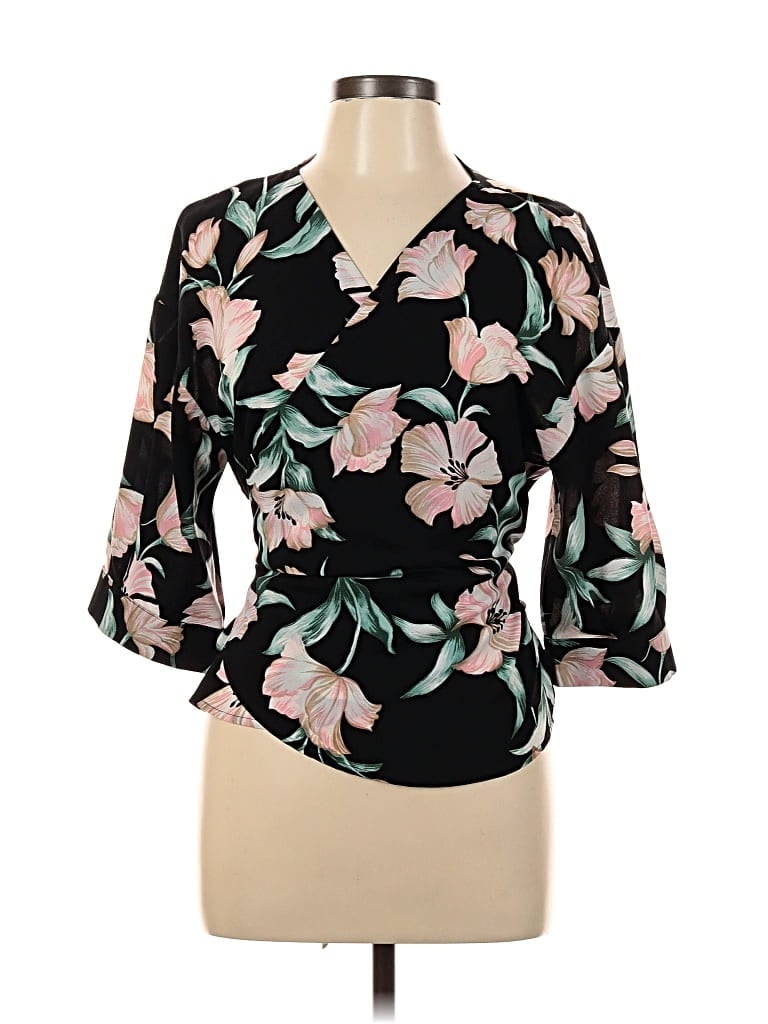 Pre-owned Assorted Brands 3/4 Sleeve Blouse In Black