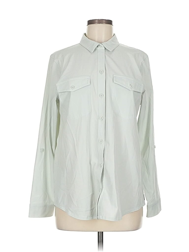 Pre-owned Eddie Bauer Long Sleeve Blouse In Gray