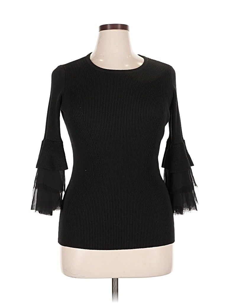 Pre-owned Design History 3/4 Sleeve Top Black Boatneck Tops