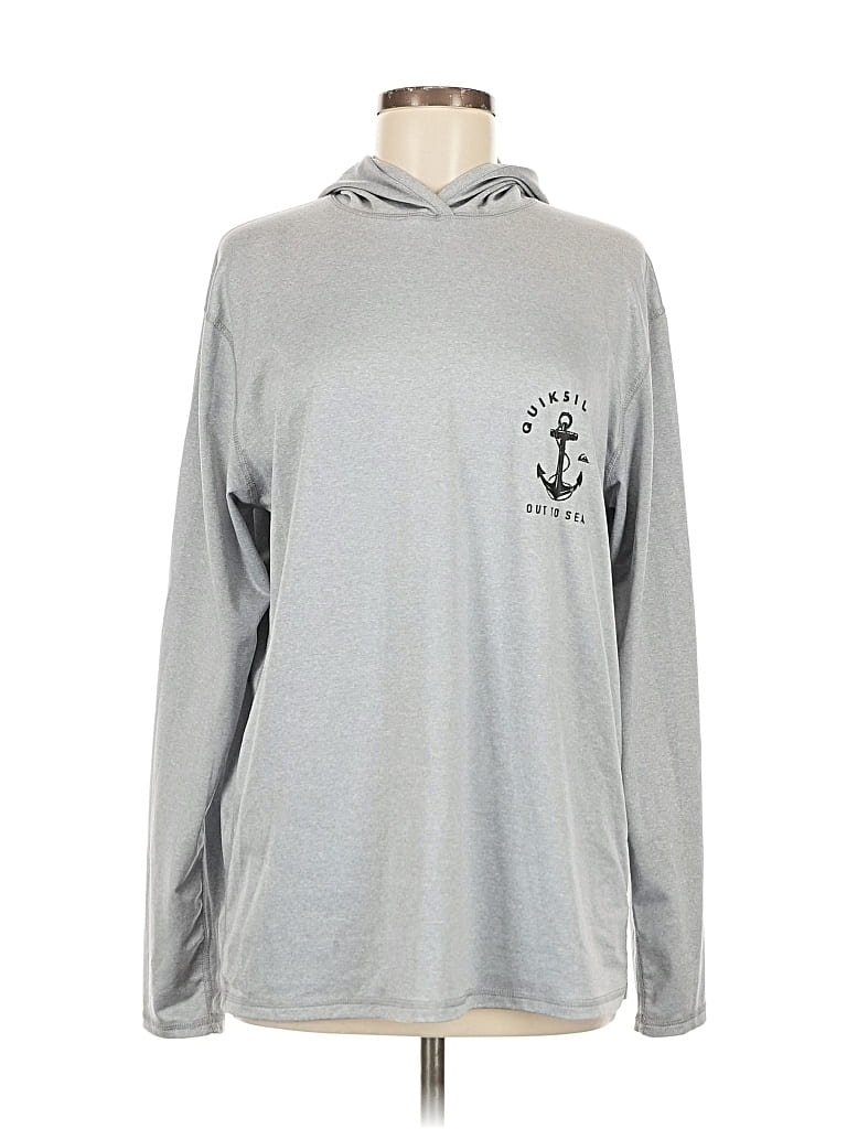 Pre-owned Quiksilver Pullover Hoodie In Silver