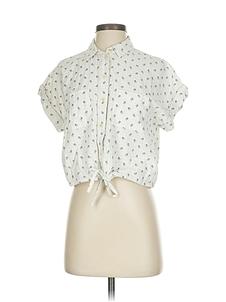 Pre-owned Madewell Short Sleeve Blouse In White