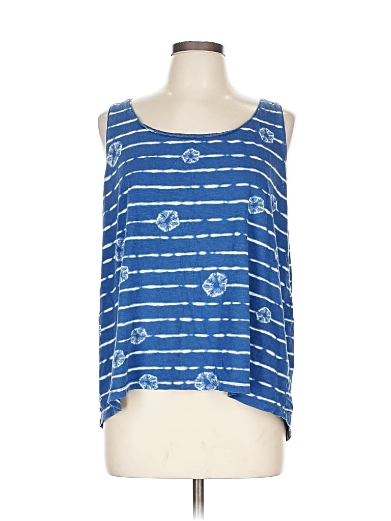 Pre-owned Jjill Tank Top Blue Cold Shoulder Neckline Tops