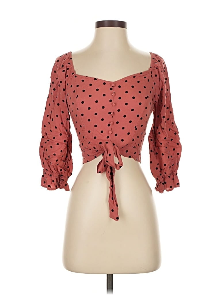 Pre-owned E&m Collection 3/4 Sleeve Blouse In Orange