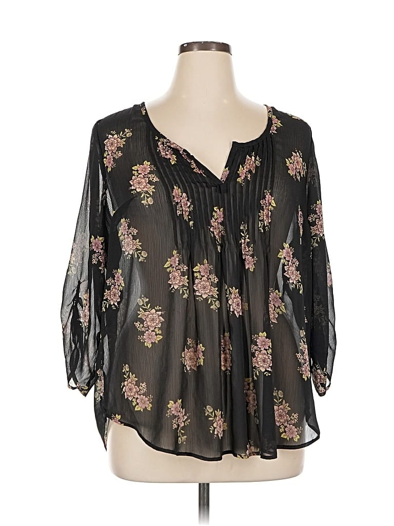 Pre-owned Torrid 3/4 Sleeve Blouse In Black