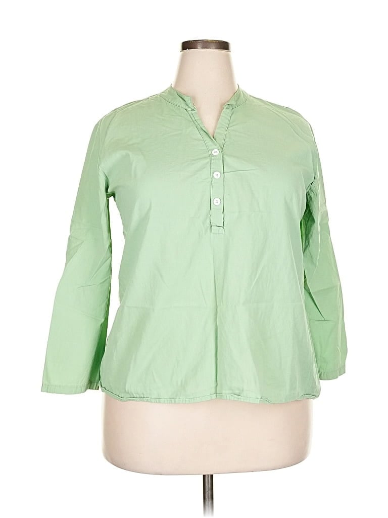 Pre-owned Unbranded 3/4 Sleeve Button Down Shirt In Green