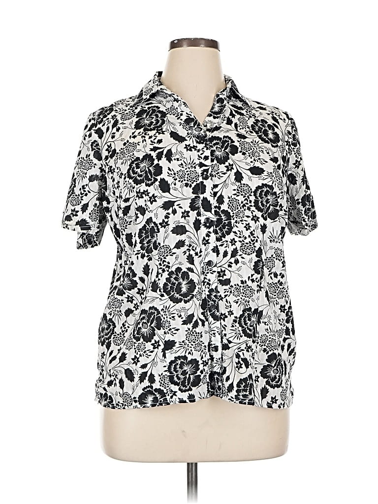 Pre-owned White Stag Short Sleeve Blouse In Silver