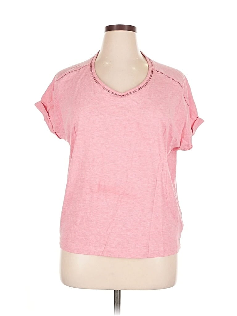 Pre-owned Stella Parker Short Sleeve Top Pink Scoop Neck Tops