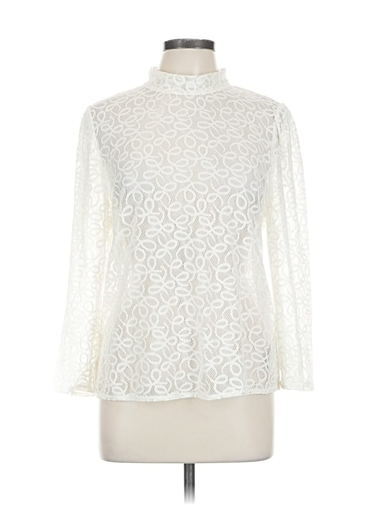 Pre-owned Gap Long Sleeve Blouse In White