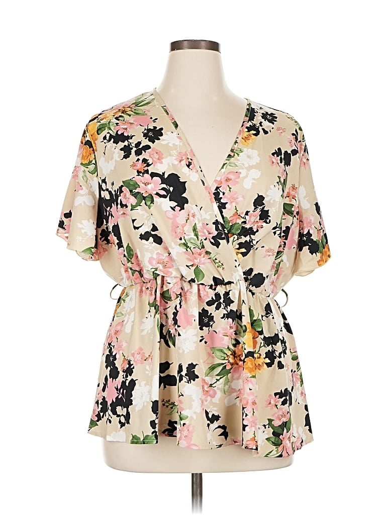 Pre-owned Shein Curve Short Sleeve Blouse In White