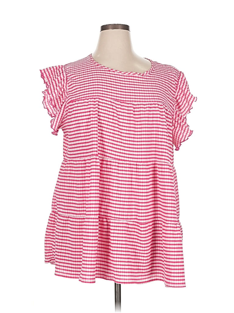 Pre-owned Chic Soul (chicsoul.com) Short Sleeve Top Pink Square Neckline Tops