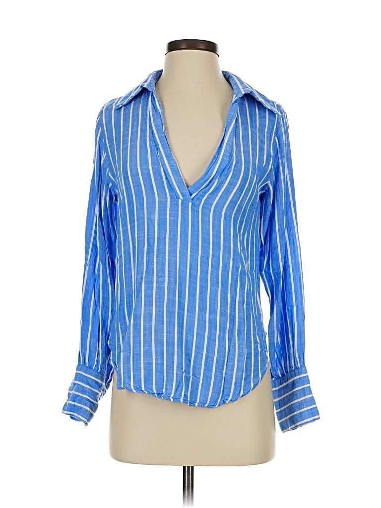 Pre-owned Aqua Long Sleeve Blouse In Blue