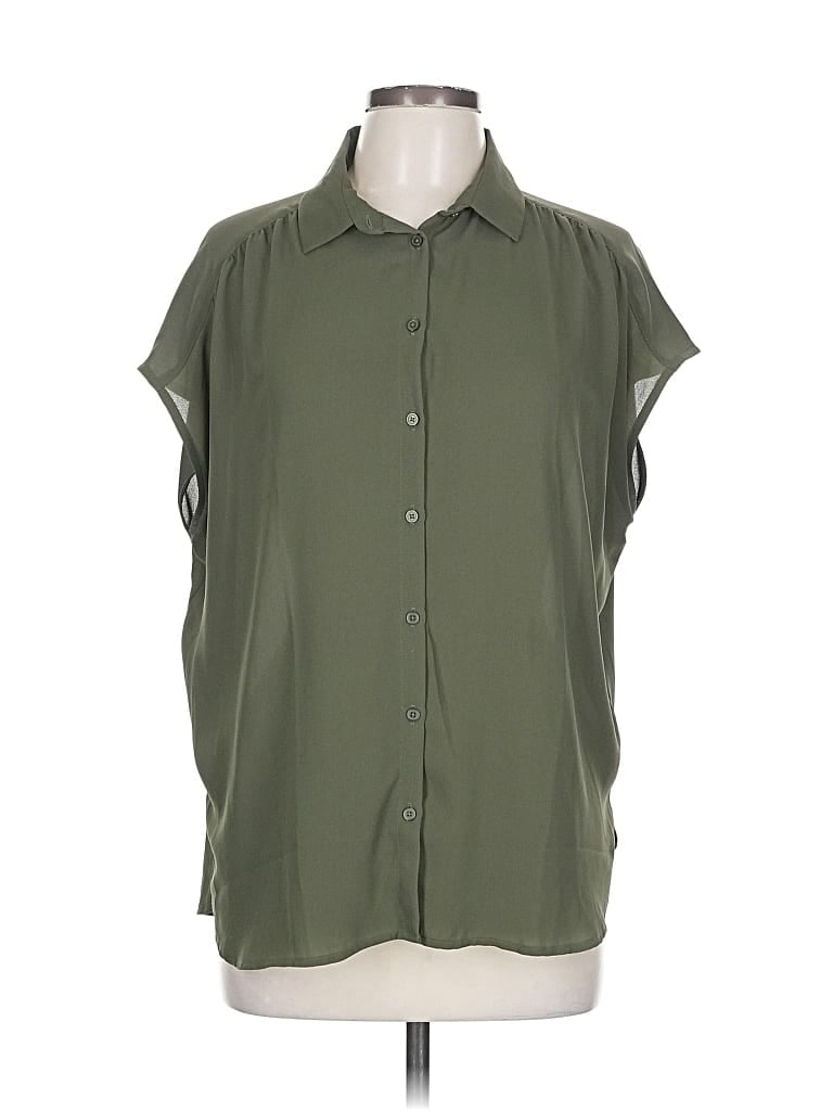 Pre-owned Ann Taylor Loft Outlet Short Sleeve Blouse In Green